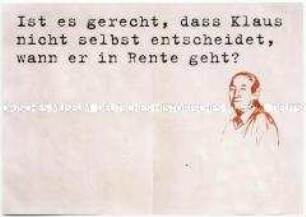 Klebezettel der Initiative "Neue Soziale Marktwirtschaft" zum Rentenalter