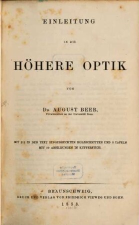 Einleitung in die höhere Optik