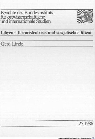 Libyen - Terroristenbasis und sowjetischer Klient