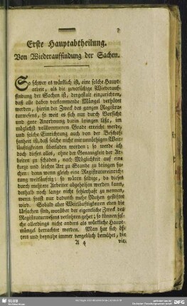 Erste Hauptantheilung. Von Wiederauffindung der Sachen