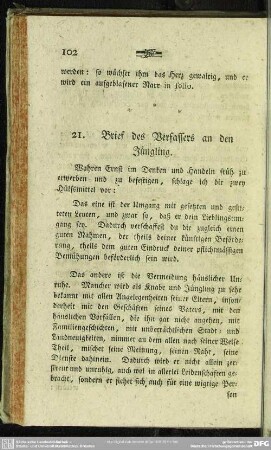 21. Brief des Verfassers an den Jüngling