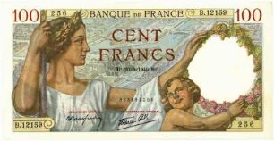 Geldschein, 100 Francs (FRF), 20.6.1940