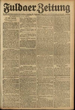 Ausgabe vom Freitag, den 20. September 1918.