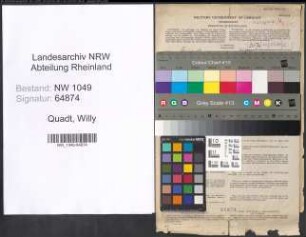 Entnazifizierung Willy Quadt , geb. 01.03.1907 (Elektriker)