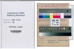 Entnazifizierung Liesel Schmitz , geb. 30.07.1911 (Haendlerin)