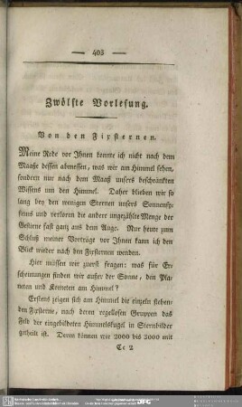 Zwölfte Vorlesung. Von den Fixsternen