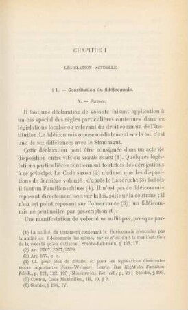 Chapitre I [II]. Législation actuelle