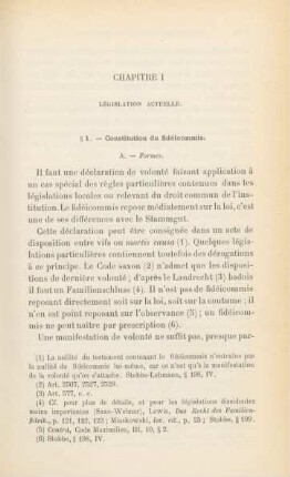 Chapitre I [II]. Législation actuelle