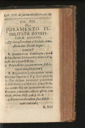 Cap. XIII. De Iuramento Fidelitatis Investiturae Annexo.