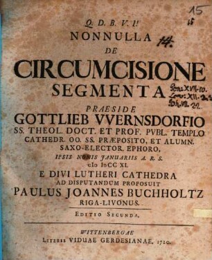 Nonnulla De Circumcisione Segmenta