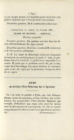 Avis azx Candidats à l'École Polytechnique dans les départements.
