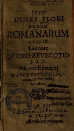 Lucii Annaei Flori Rerum Romanarum libri IV