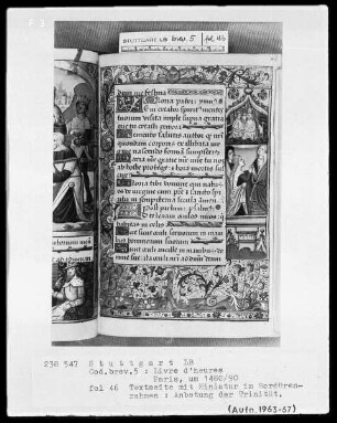 Lateinisches Stundenbuch (Livre d'heures) — Anbetung der Trinität, Folio 46recto