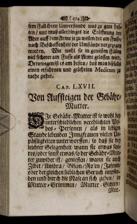 Cap. LXVII. Von Aufsteigen der Gebährmutter.