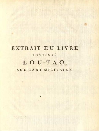 Extrait du livre intitulé Lou-Tao, sur l'art militaire