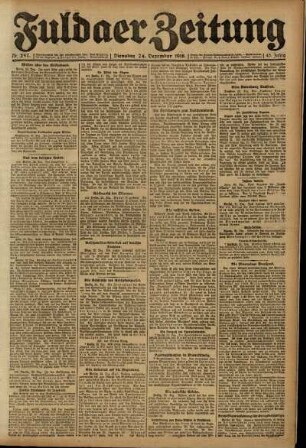Erste Ausgabe vom Dienstag, den 24. Dezember 1918.