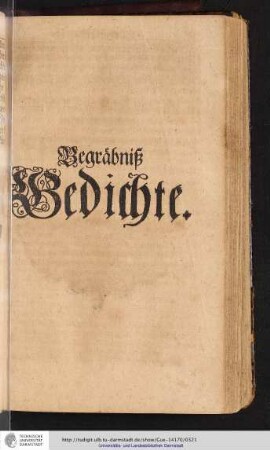 Begräbniß Gedichte.