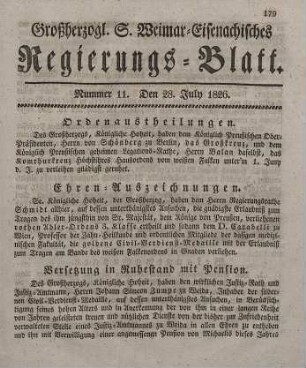 Nr. 11 : 28. July 1826