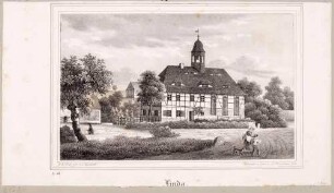 Die Fachwerk-Kirche in Linda (Brand-Erbisdorf) südwestlich von Freiberg, aus Sachsens Kirchen-Galerie von Hermann Schmidt, 1838, Bd. 2
