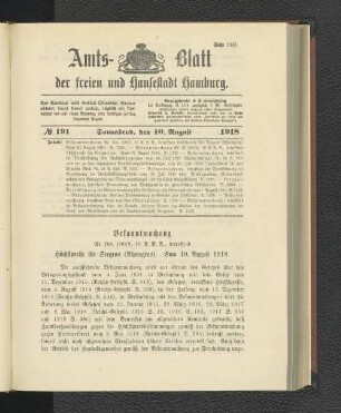 No. 191, 10. August 1918