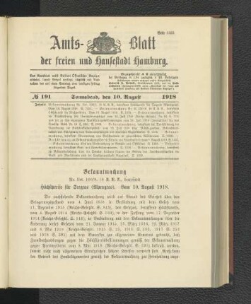 No. 191, 10. August 1918