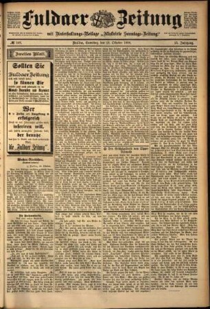 Zweite Ausgabe vom Samstag, den 29. Oktober 1898.