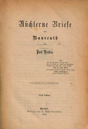 Nüchterne Briefe aus Bayreuth