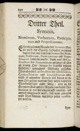 Dritter Theil. Syntaxis. Nominum, Verborum, Participiorum und Præpositionum
