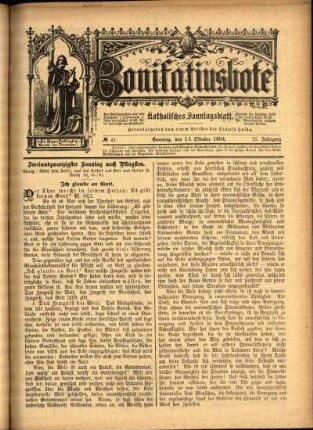 Erste Ausgabe vom Sonntag, den 14. Oktober 1894.