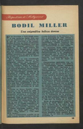 Bodil Miller - una enigmática belleza danesa : Repostería de Hollywood