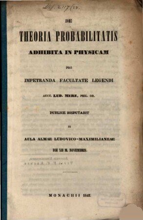 De theoria probabilitatis adhibita in physicam