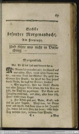 Sechste besondre Morgenandacht