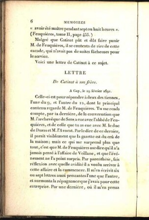 Lettre De Catinat à son frère. A Gap, le 19 février 1691. [...]