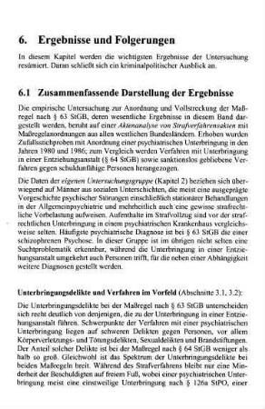 151-155, 6.1 Zusammenfassende Darstellung der Ergebnisse
