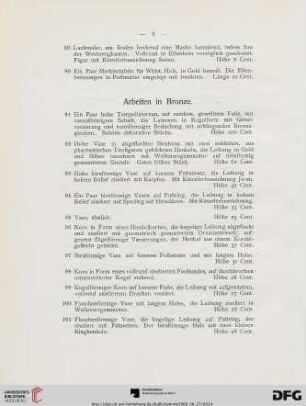 Arbeiten in Bronze (Nr. 91-119)