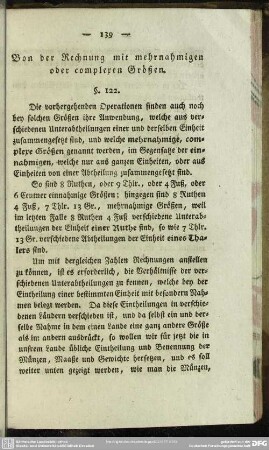 Von der Rechnung mit mehrnahmigen oder complexen Größen