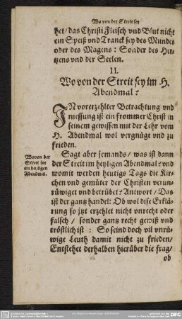 II. Wo von der Streit sey im H. Abendmal