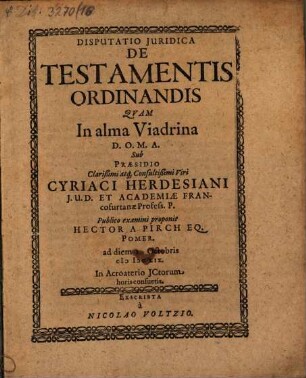 Disp. de testamentis ordinandis