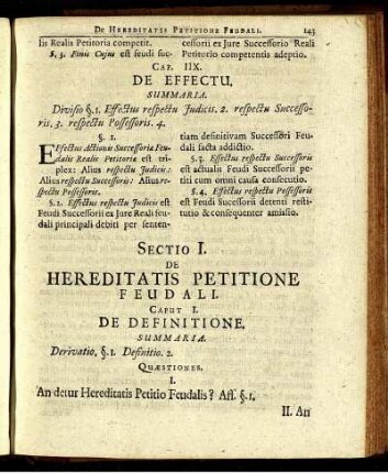 Sectio I. De Hereditatis Petitione Feudali.