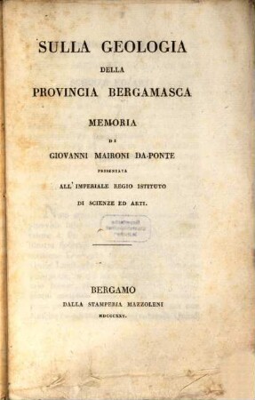 Sulla geologia della provincia Bergamasca