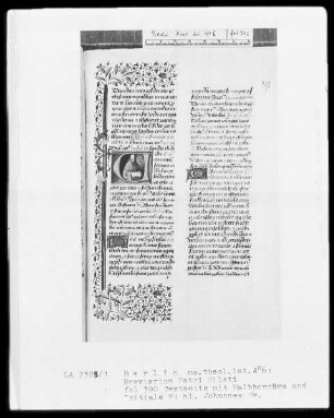 Breviarium Petri Mileti — Initiale V, darin der Evangelist Johannes, Folio 390recto