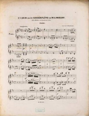 Opern-Arien für Violoncell oder Violine und Pianoforte zu 4 Händen, 2. No. 3 Zauberflöte "Dies Bildnis"