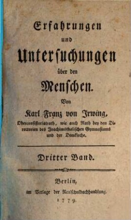 Erfahrungen und Untersuchungen über die Menschen, 3
