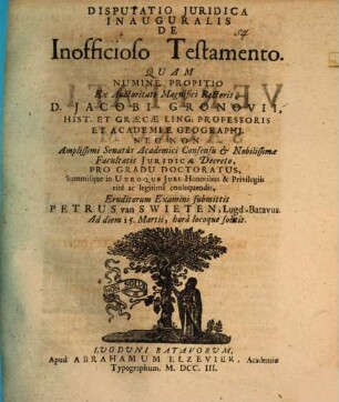 Disp. iur. inaug. de inofficioso testamento