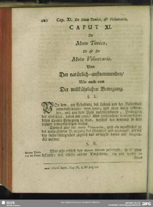 Caput XI. De Motu Tonico, ut & De Motu Voluntario. Von Der natürlich-anstremmenden, Wie auch von Der willkührlichen Bewegung