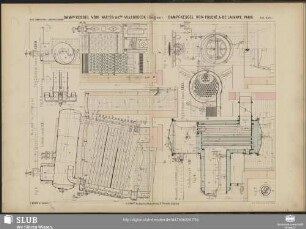 Taf. XVII. Dampfkessel Von Naeyer & Cie Villebroeck (Belgien) ; Dampfkessel Von Fouché & De Laharpe, Paris