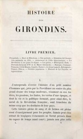 Histoire des Girondins, Tome Premier