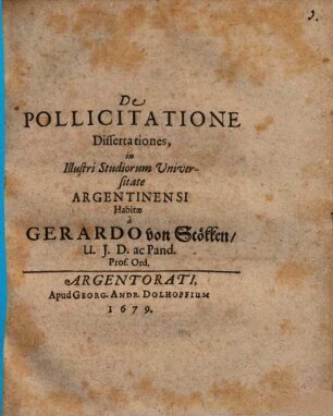De pollicitatione dissertationes