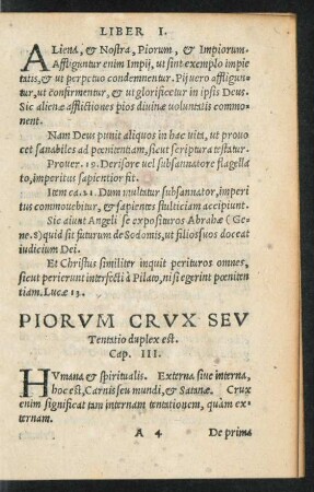 Piorum Crux Seu Tentatio duplex est. Cap. III.