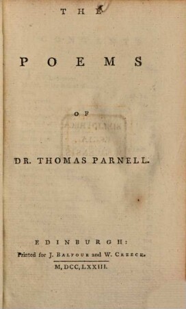 The Poems Of Dr. Thomas Parnell